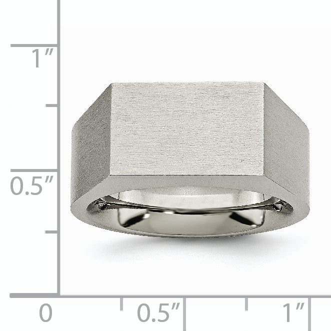 Sophia Jewelers Titanium Signet Ring with Polished Brushed Finish Engravable Unisex