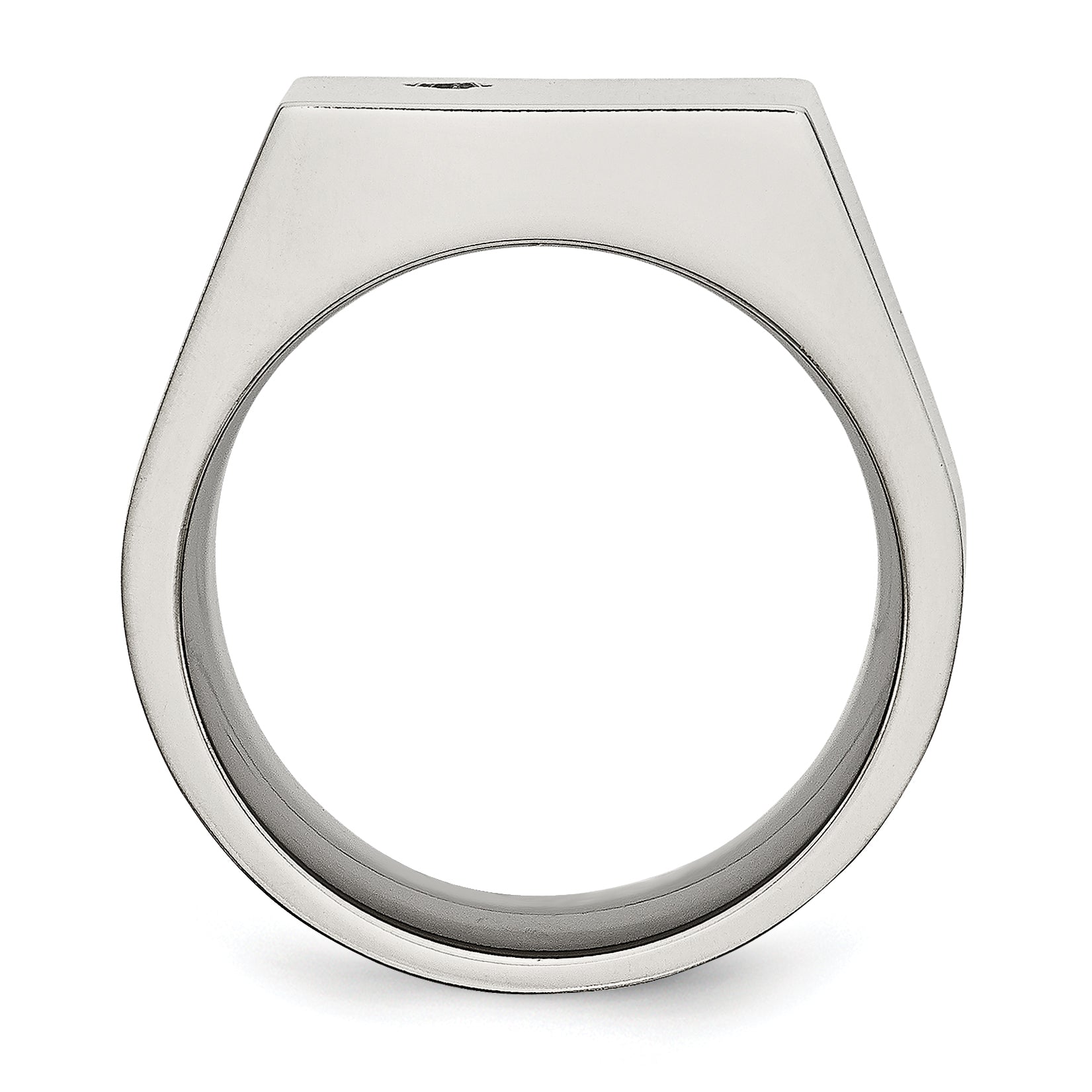 Titanium Polished CZ Signet Ring