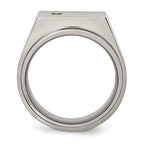 Titanium Unisex Signet Ring with CZ, Engravable Polished and Brushed Finish