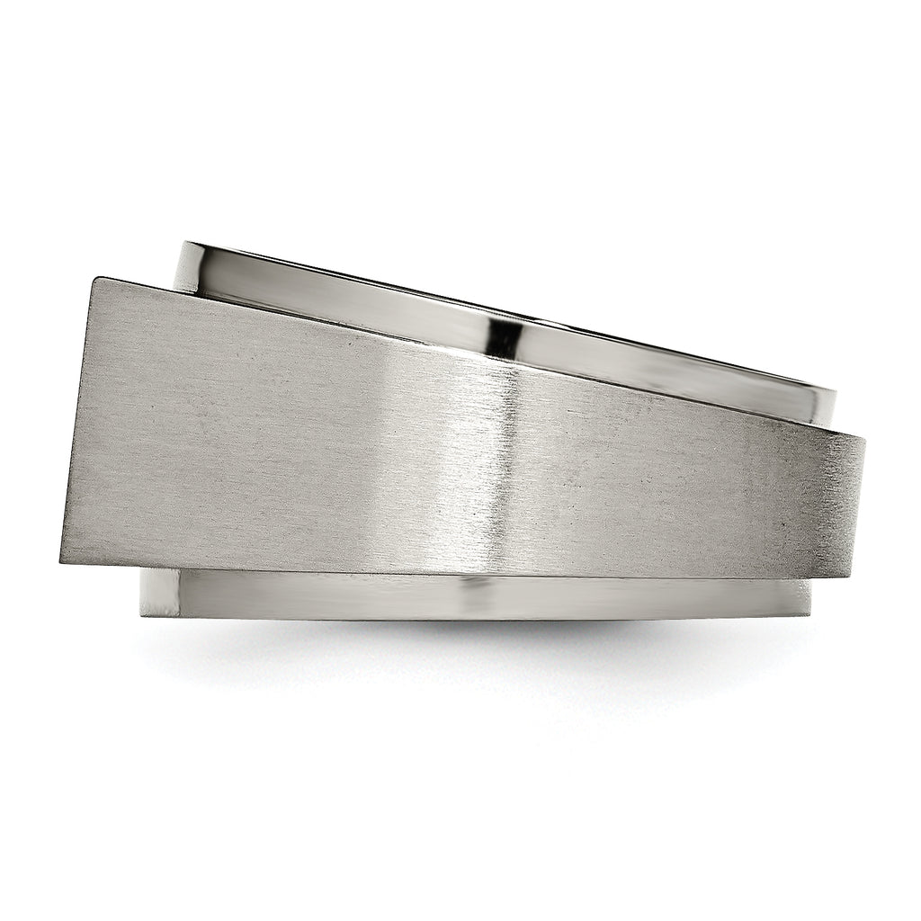 Titanium Unisex Signet Ring with CZ, Engravable Polished and Brushed Finish