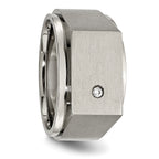Titanium Unisex Signet Ring with CZ, Engravable Polished and Brushed Finish