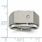 Titanium Unisex Signet Ring with CZ, Engravable Polished and Brushed Finish