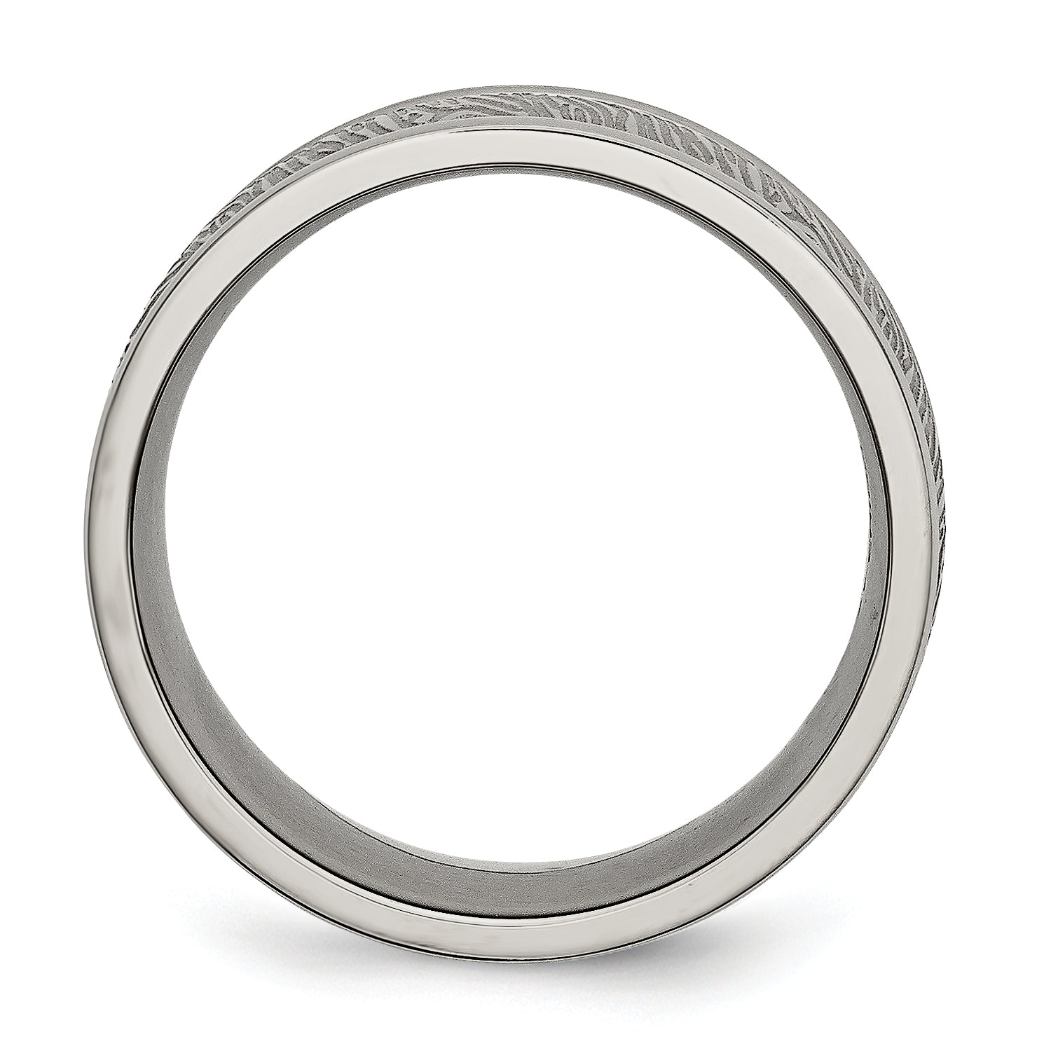 Titanium Polished 9mm Textured Rounded Edge Ring