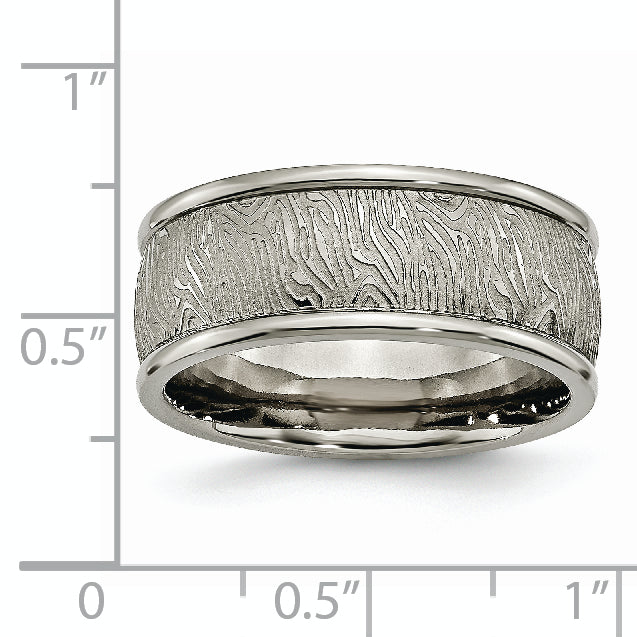 Titanium Unisex Wedding Band with Polished Brushed Finish 9mm
