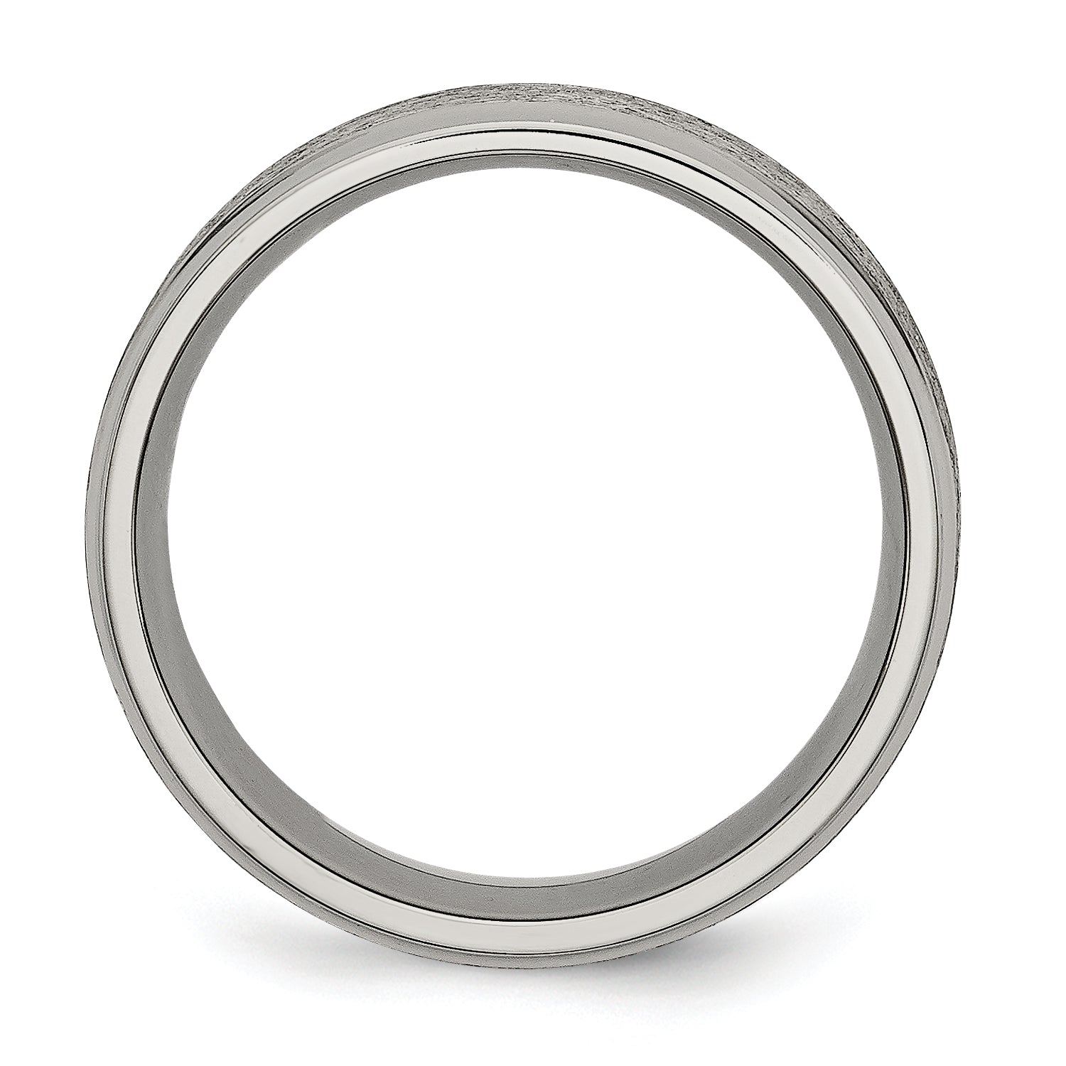 Titanium Unisex Wedding Band with Brushed Center and Ridged Edge Secondary image