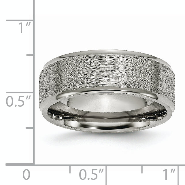 Titanium Unisex Wedding Band with Brushed Center and Ridged Edge