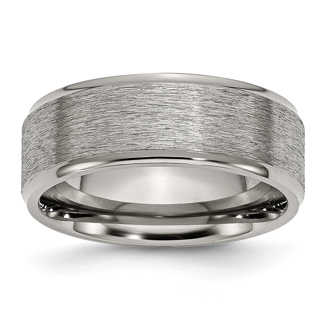 Titanium Brushed Center 8mm Ridged Edge Band Main image