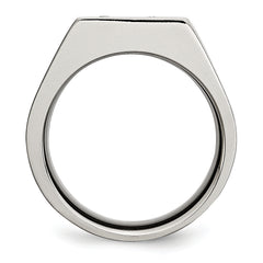Sophia Jewelers Unisex Titanium Black CZ Signet Ring with Brushed Finish