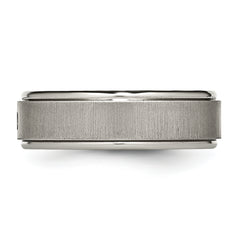 Titanium Diamond Wedding Band with Polished Brushed Finish