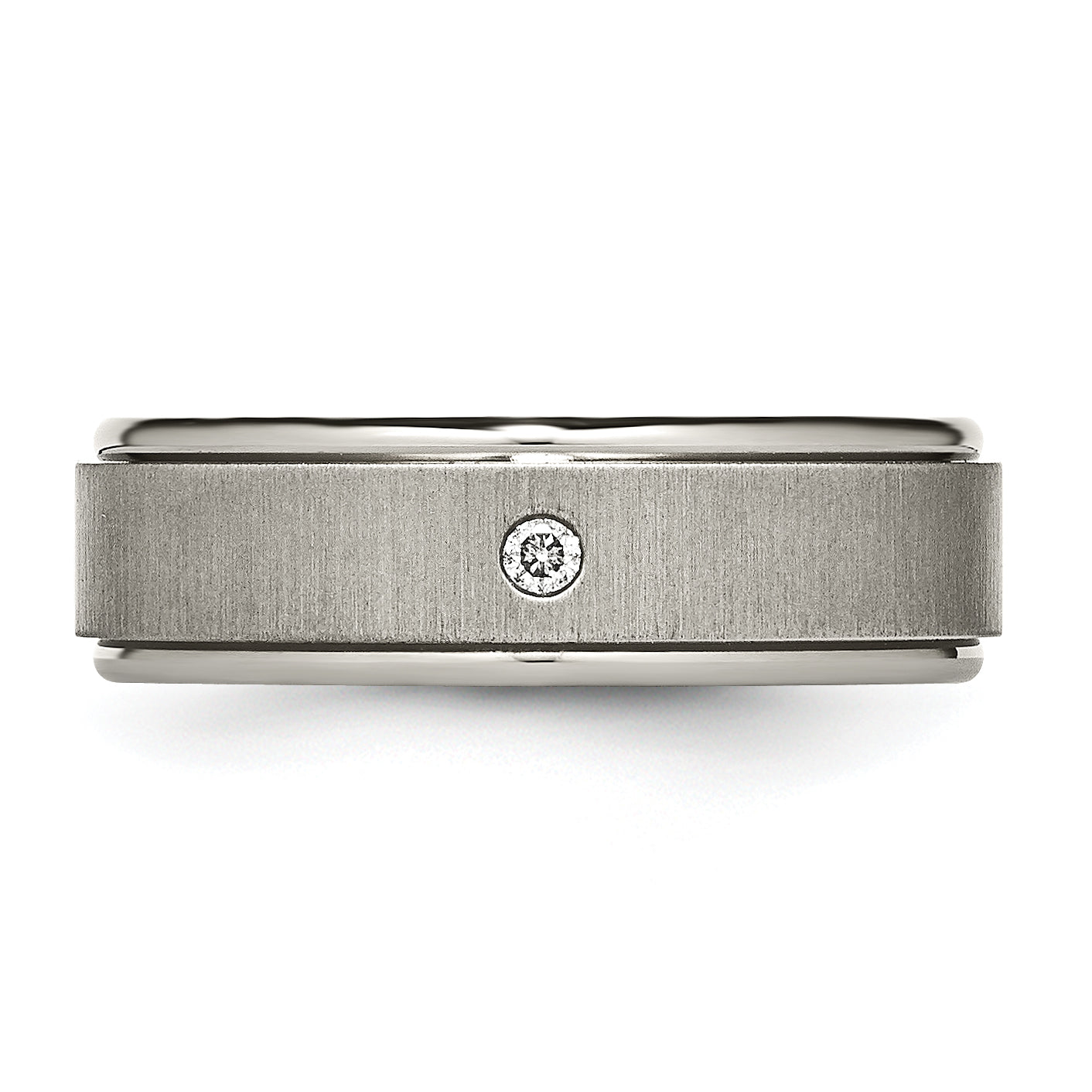 Titanium Diamond Wedding Band with Polished Brushed Finish