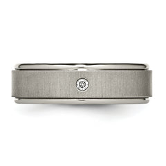 Titanium Diamond Wedding Band with Polished Brushed Finish