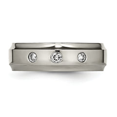 Titanium Polished Unisex Wedding Band with Diamonds Engravable 7mm