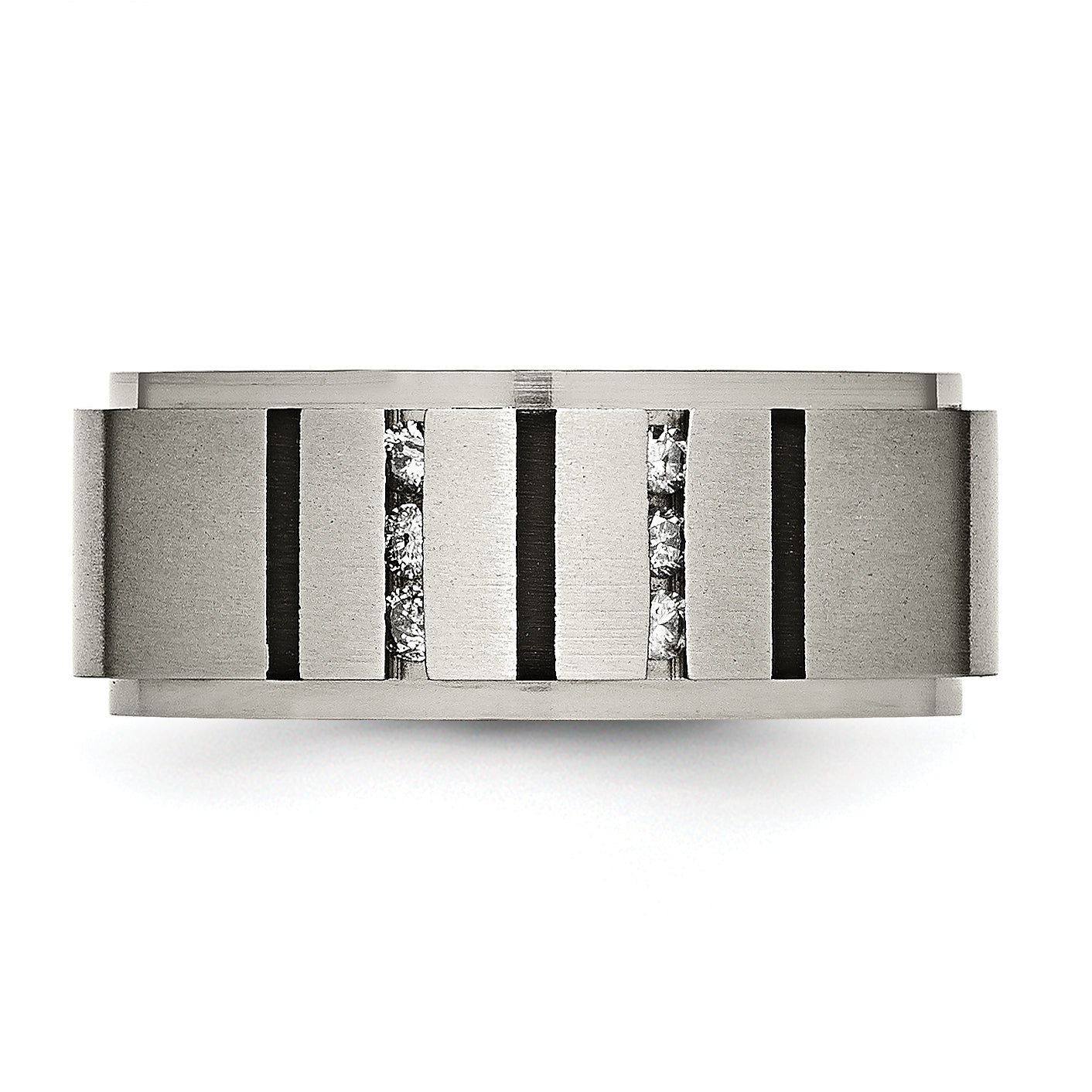 Titanium Unisex Wedding Band with 0.15 Carat Diamonds Engravable