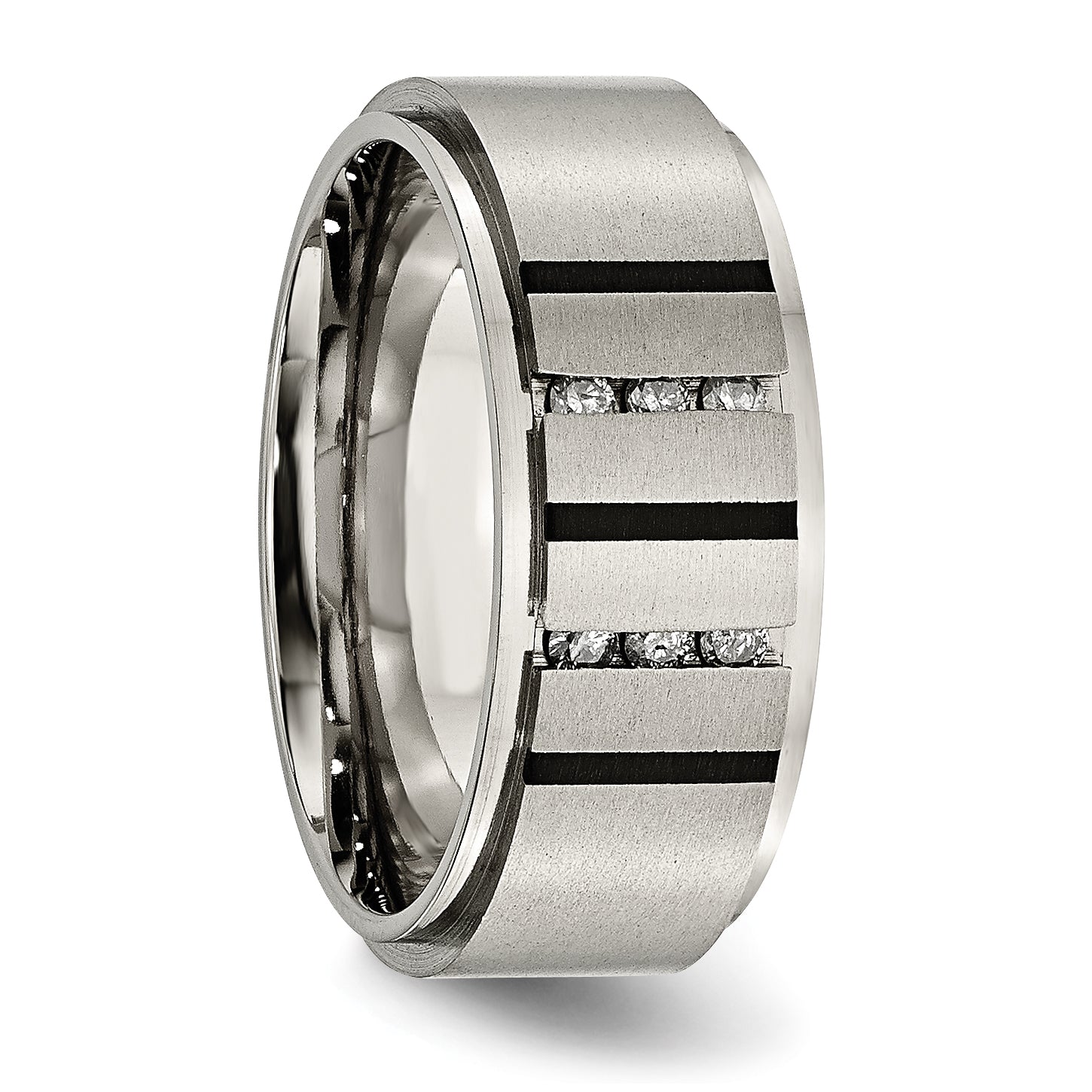 Titanium Unisex Wedding Band with 0.15 Carat Diamonds Engravable