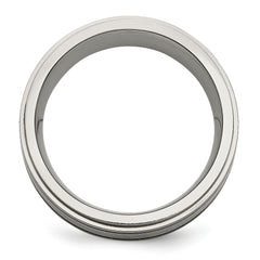 Titanium Wedding Band with Diamond and Black Enamel Elegance