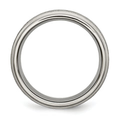Titanium 8mm Unisex Ridged Edge Wedding Band with Brushed Satin Finish