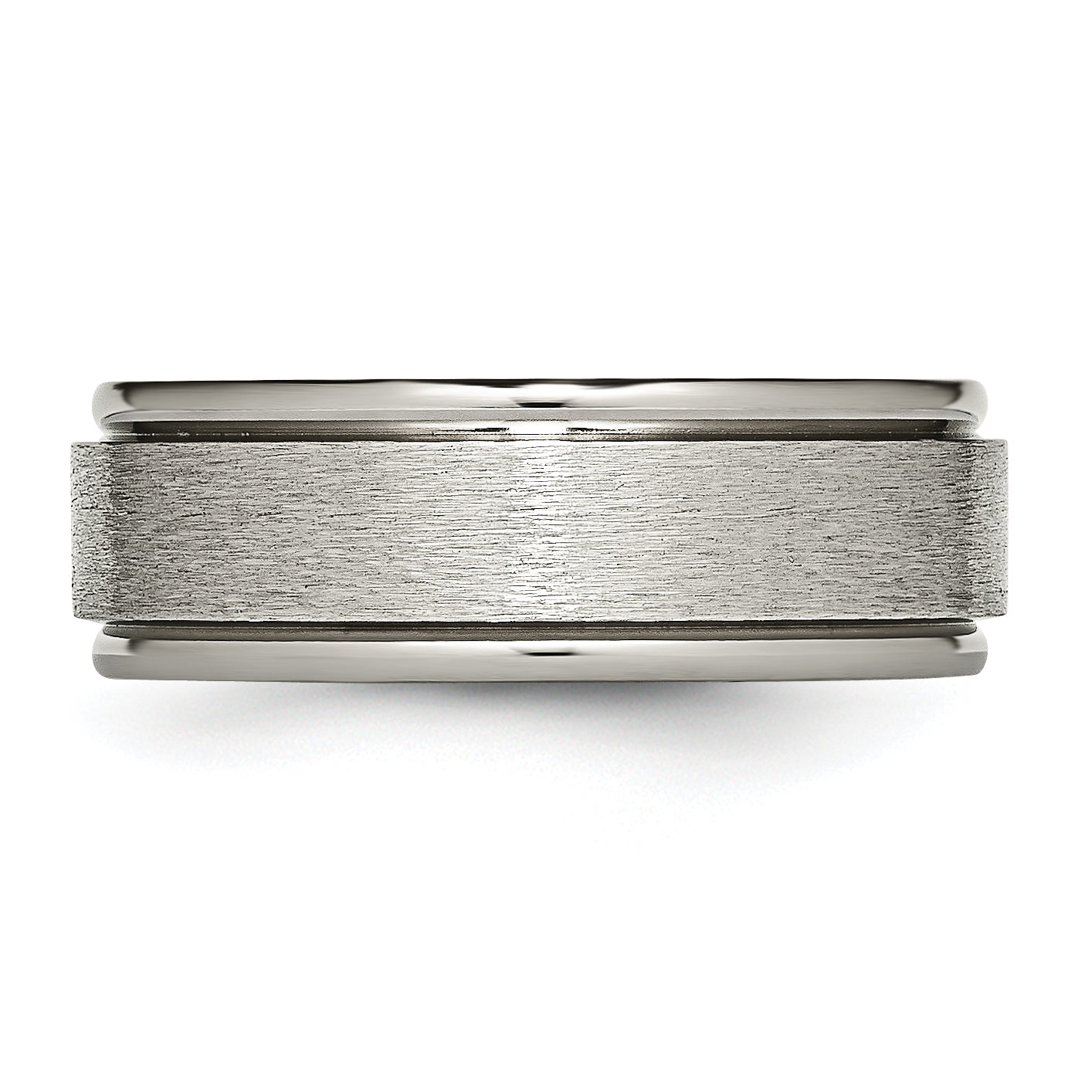 Titanium 8mm Unisex Ridged Edge Wedding Band with Brushed Satin Finish
