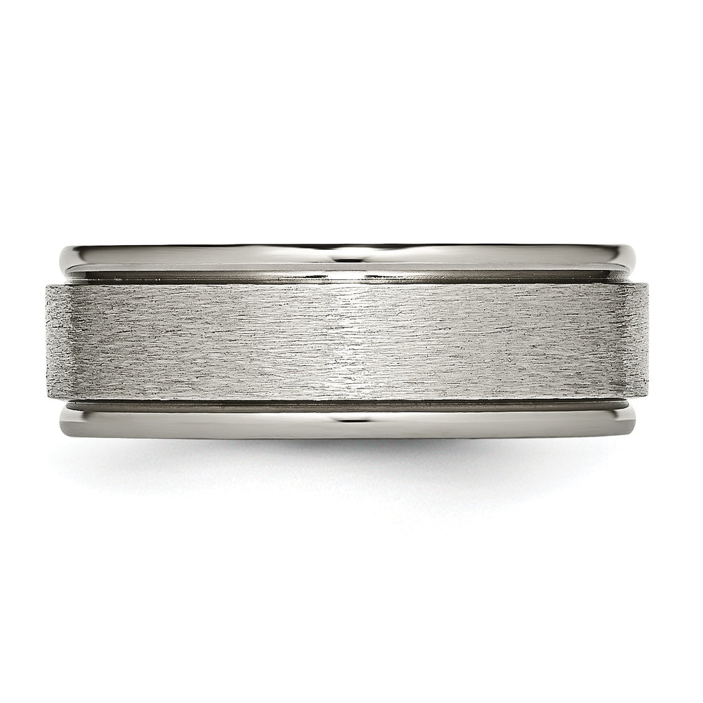 Ridged-Edge Comfort-Fit Wedding Band in Titanium, 8mm