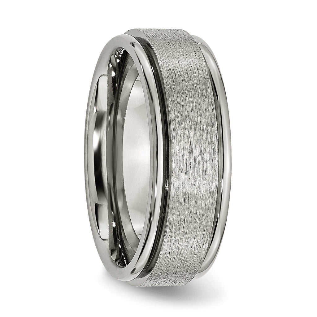 Ridged-Edge Comfort-Fit Wedding Band in Titanium, 8mm