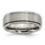 Titanium Brushed Center 8mm Ridged Edge Band