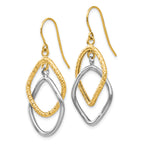 10K Two-tone Shepherd Hook Dangle Earrings