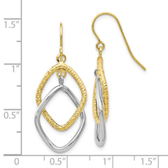 10K Two-tone Shepherd Hook Dangle Earrings