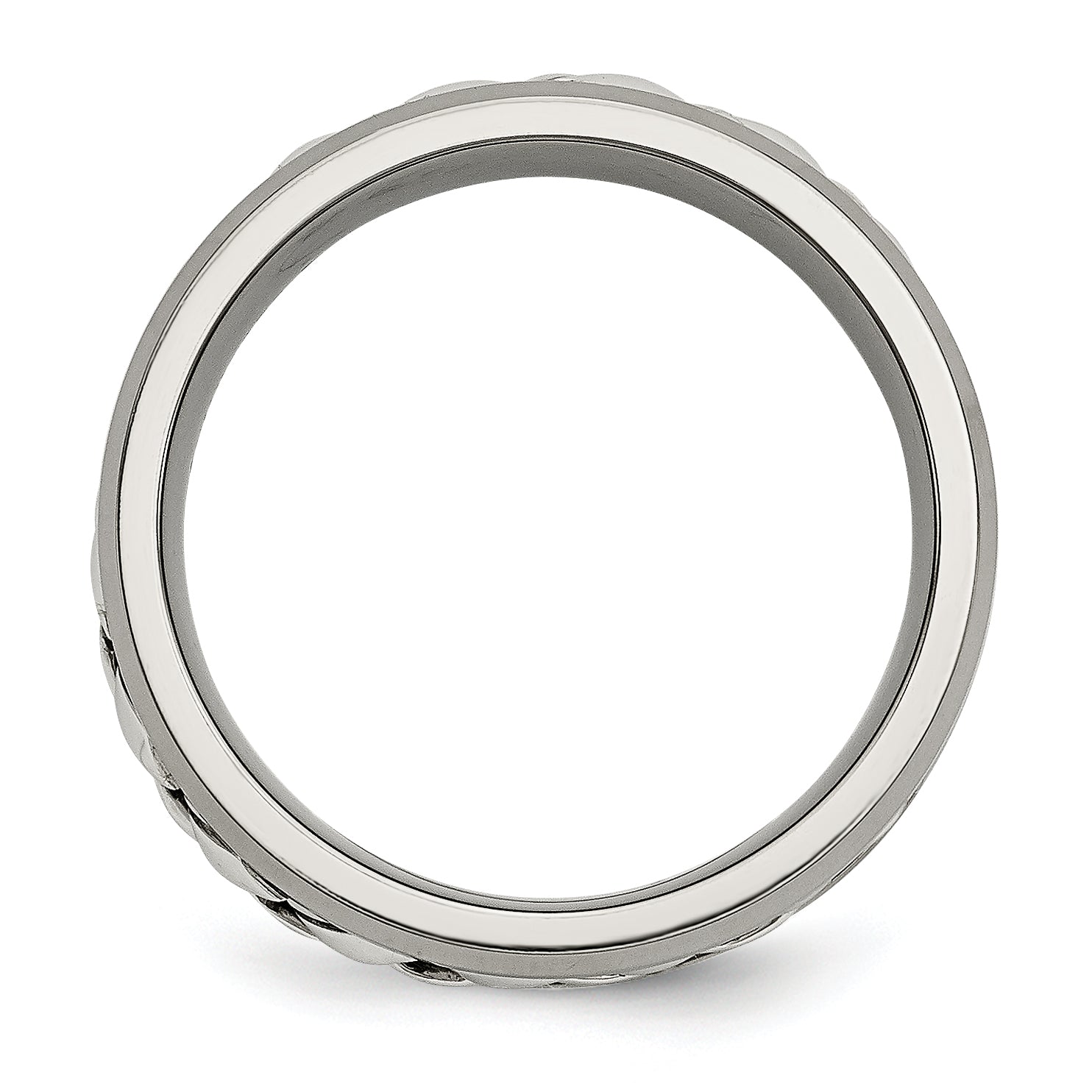 Diamond Inlay Wedding Band in Titanium & Sterling Silver, 7mm Secondary image