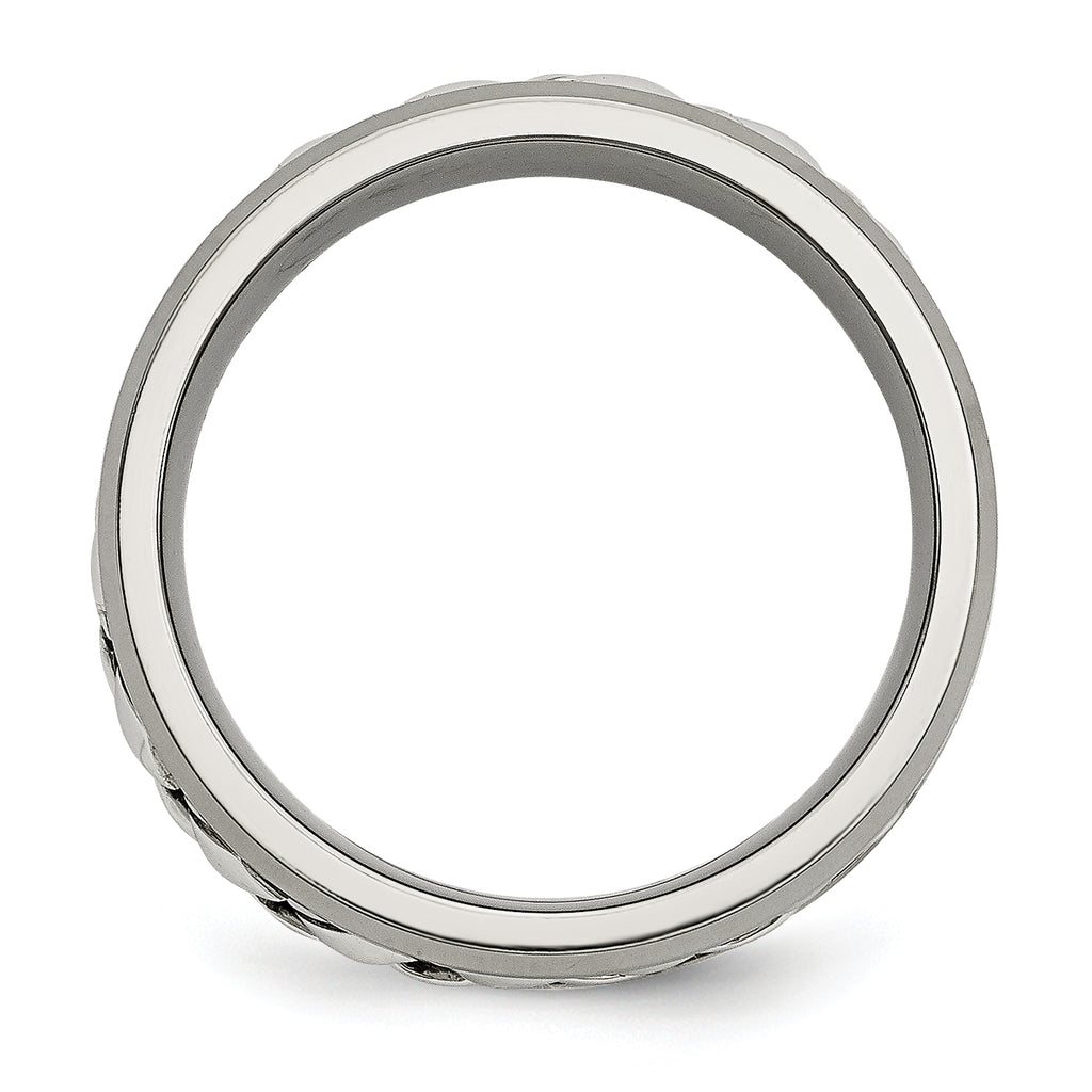 Diamond Inlay Wedding Band in Titanium & Sterling Silver, 7mm