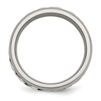 Diamond Inlay Wedding Band in Titanium & Sterling Silver, 7mm