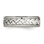 Diamond Inlay Wedding Band in Titanium & Sterling Silver, 7mm