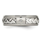 Diamond Inlay Wedding Band in Titanium & Sterling Silver, 7mm