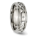 Diamond Inlay Wedding Band in Titanium & Sterling Silver, 7mm