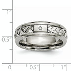 Diamond Inlay Wedding Band in Titanium & Sterling Silver, 7mm