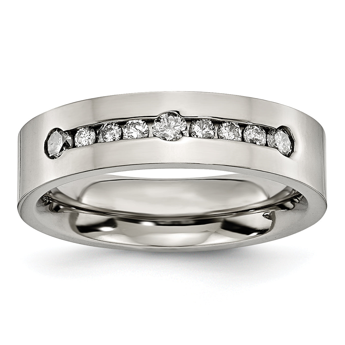 Titanium Polished 1/2 ct tw. Diamond 6mm Band Main image