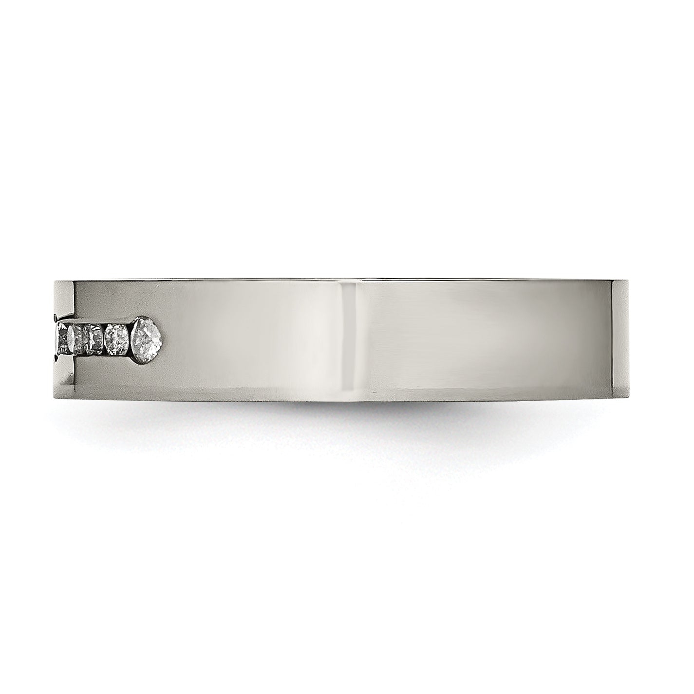 Titanium Wedding Band with 1/4ct Diamond Polished Unisex Engravable Elegant