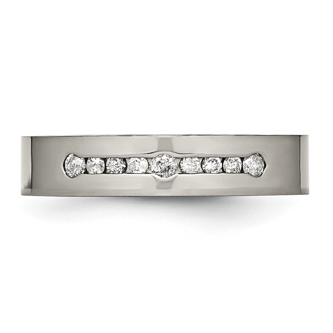 Titanium Wedding Band with 1/4ct Diamond Polished Unisex Engravable Elegant