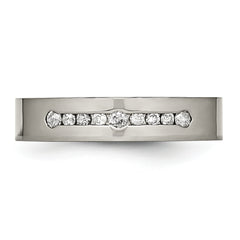 Titanium Wedding Band with 1/4ct Diamond Polished Unisex Engravable Elegant
