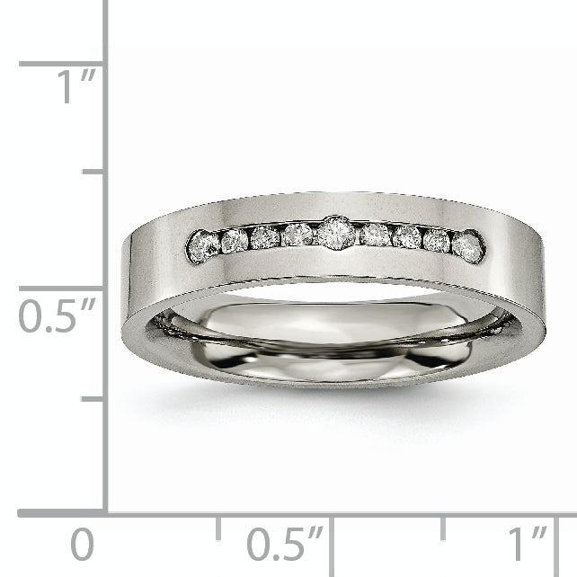 Titanium Wedding Band with 1/4ct Diamond Polished Unisex Engravable Elegant