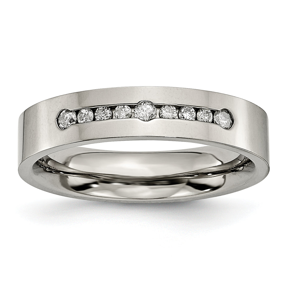 Titanium Polished 1/4ct tw. Diamond 6mm Band