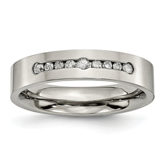 Titanium Polished 1/4ct tw. Diamond 6mm Band