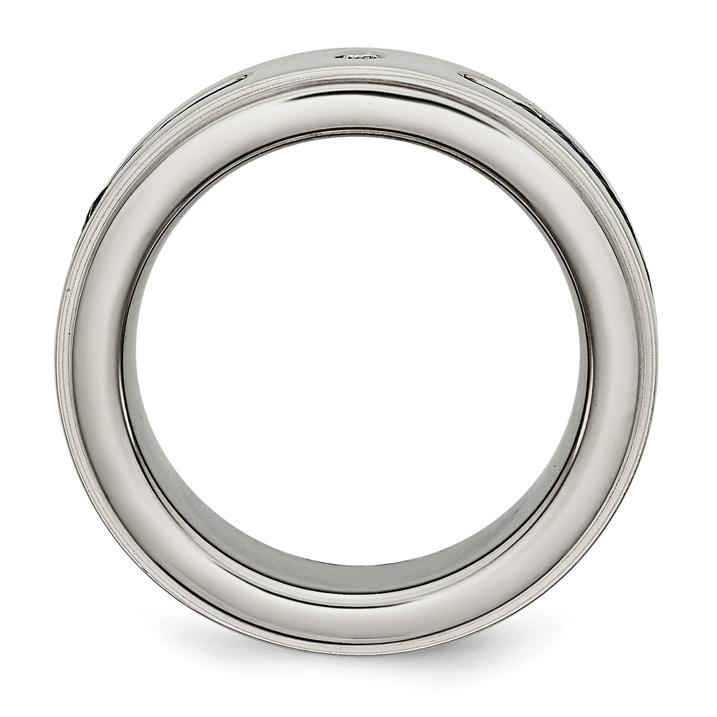 Titanium Unisex Wedding Band with Black IP-Plating and Diamond