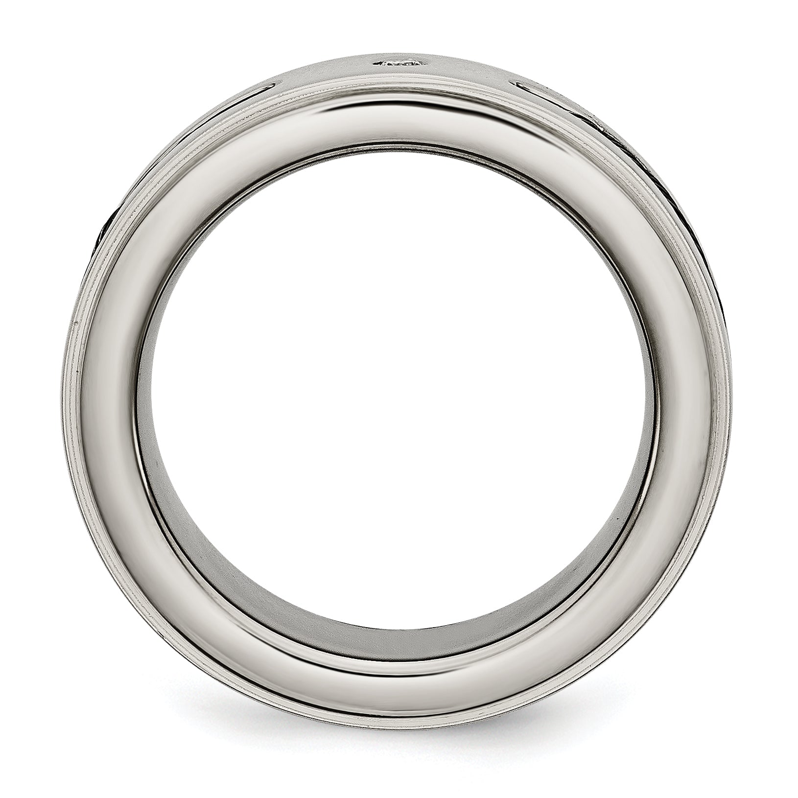 Titanium Unisex Wedding Band with Black IP-Plating and Diamond