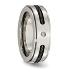 Titanium Unisex Wedding Band with Black IP-Plating and Diamond