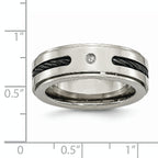 Titanium Unisex Wedding Band with Black IP-Plating and Diamond