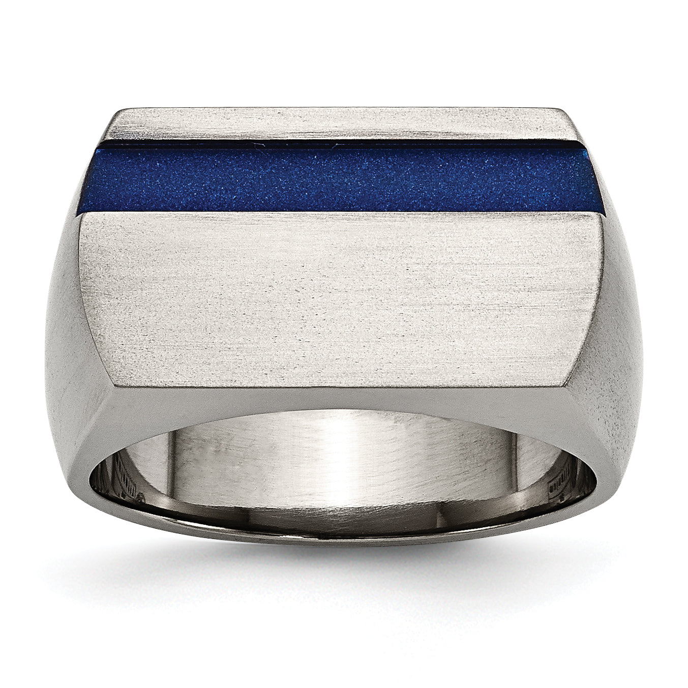 Titanium Grey Ti Brushed/Polished Blue Annodized Stripe Ring Main image