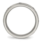Grooved CZ Wedding Band in Titanium, 6mm