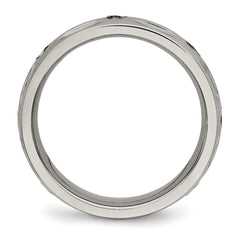 Titanium Polished with CZ 6mm Grooved Band