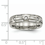 Grooved CZ Wedding Band in Titanium, 6mm