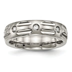 Titanium Polished with CZ 6mm Grooved Band