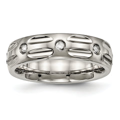 Titanium Polished with CZ 6mm Grooved Band